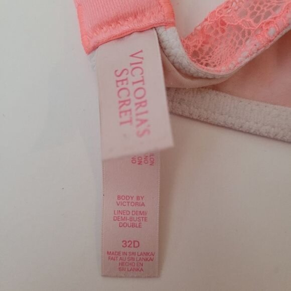 Body By Victoria Victoria's Secret Bra Pink Underwire Lace Size 32d Lined - Picture 6 of 7